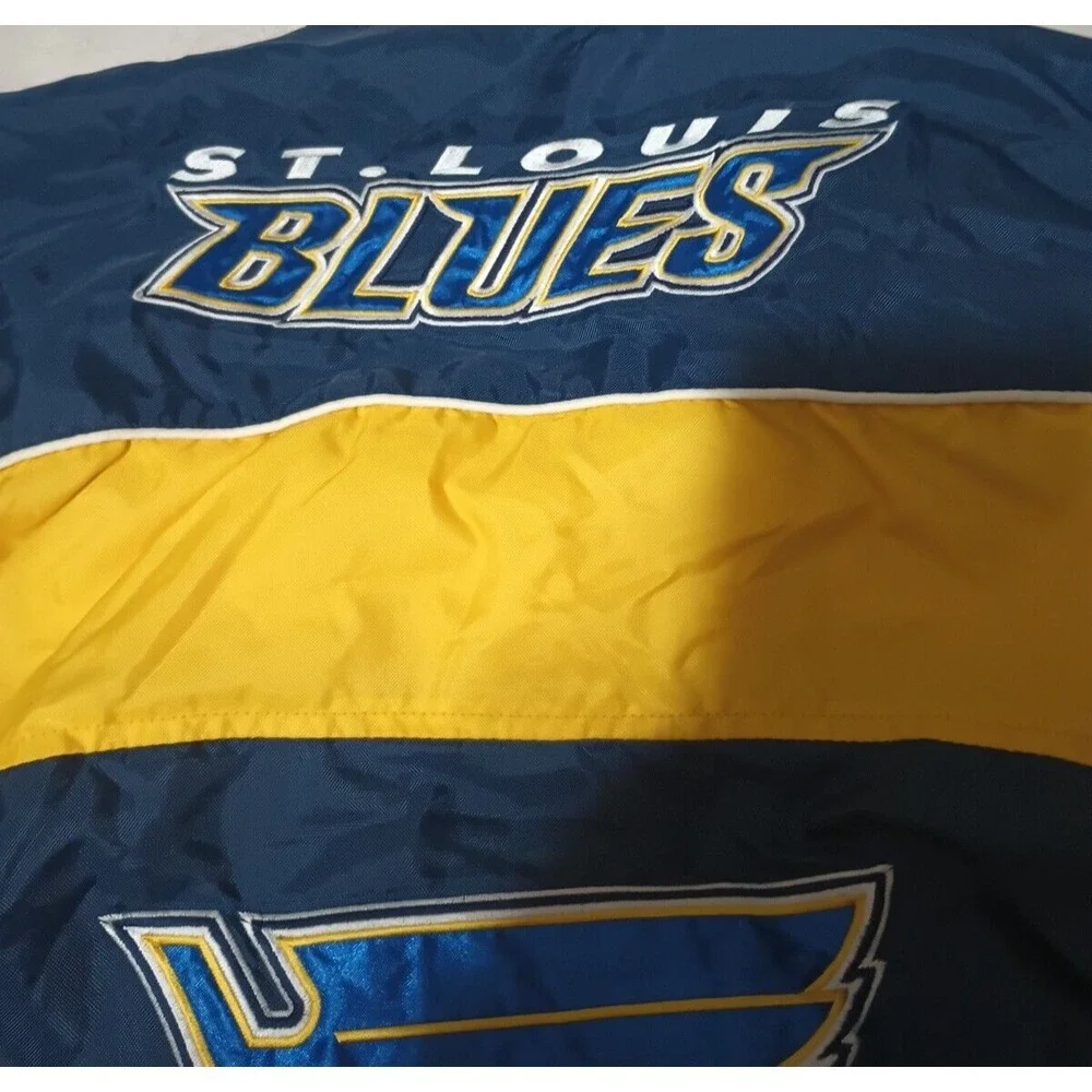 Vintage St Louis Blues Hockey Men's Reversible Jacket Blue‎ & Gold Size XL
